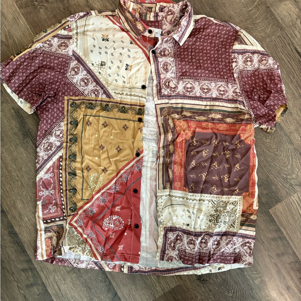 Topman Multicolor Patchwork Casual Shirt